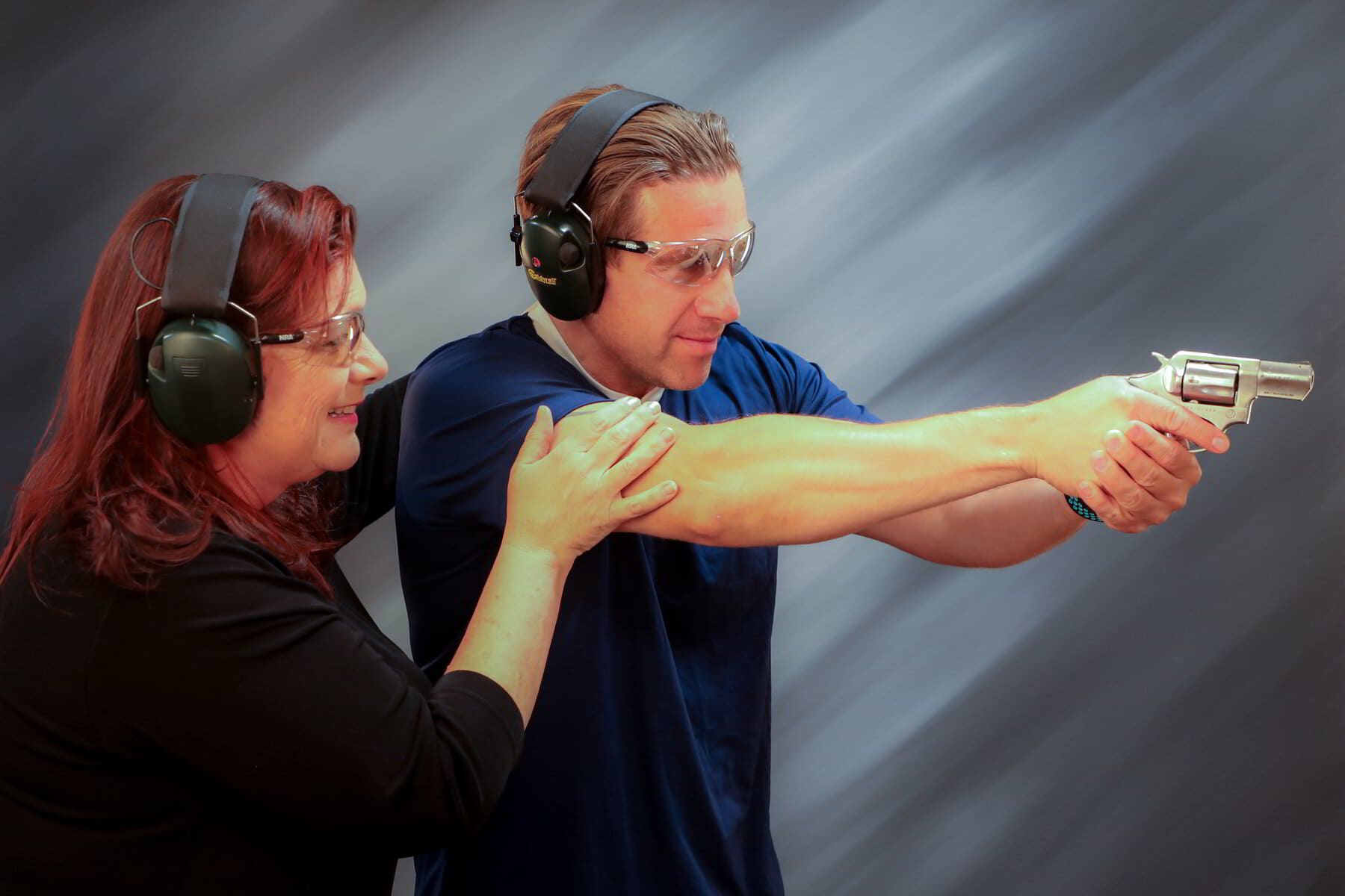 Instructor coaching a student